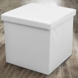 Home Republic Faux Leather Foldable Storage Ottoman in White - Size: Large