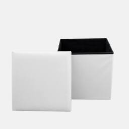 Home Republic Faux Leather Foldable Storage Ottoman in White - Size: Large - thumbnail 3