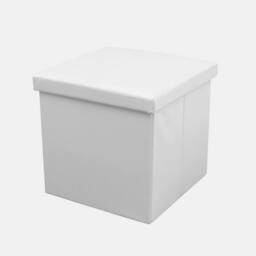 Home Republic Faux Leather Foldable Storage Ottoman in White - Size: Large - thumbnail 2