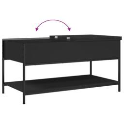 Berkfield Home Decorative Coffee Table Black 100x50x50 cm Engineered Wood & Metal - Size: 100 x 50 x 50 cm - thumbnail 8