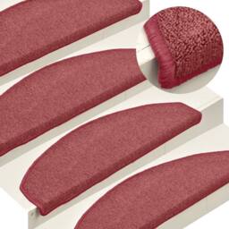 Berkfield Home Carpet Stair Treads 15 pcs Red 65x24x4 cm - Size: Medium - thumbnail 2