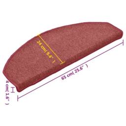 Berkfield Home Carpet Stair Treads 15 pcs Red 65x24x4 cm - Size: Medium - thumbnail 8