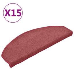 Berkfield Home Carpet Stair Treads 15 pcs Red 65x24x4 cm - Size: Medium - thumbnail 1