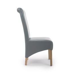 Shankar Krista Roll Back Bonded Leather Grey Dining Chair - thumbnail 3