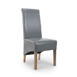 Shankar Krista Roll Back Bonded Leather Grey Dining Chair
