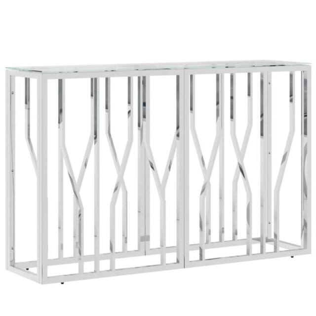 Berkfield Home Console Table 110x30x70 cm Stainless Steel & Glass in Silver - Size: 110 x 30 x 70 cm - image 1