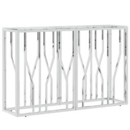 Berkfield Home Console Table 110x30x70 cm Stainless Steel & Glass in Silver - Size: 110 x 30 x 70 cm