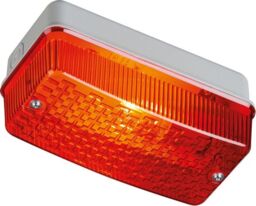 Netlighting Bulkhead with Red Prismatic Diffuser & Aluminium Base 230V IP65 100W in Grey