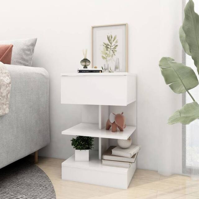 Berkfield Home Beautiful Bedside Cabinet White 40x35x65 cm Engineered Wood - Size: 40 x 35 x 65 cm - image 1