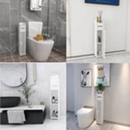 Havendro Toilet Paper Roll Holder White Bathroom Storage Cabinet Shelf - thumbnail 2