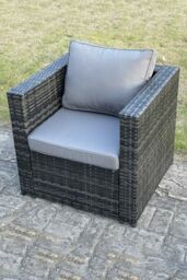 Fimous Dark Mixed Grey Outdoor Rattan Garden Furniture Set Corner Sofa 2 Tables With 1 Chair in Dark Grey - thumbnail 3