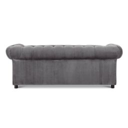 Furnishings For Less UK Ashbourne Chesterfield Large Velvet Fabric 3 Seater Sofa Studded Design in Grey - thumbnail 3