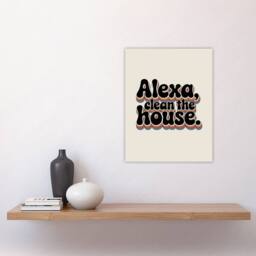 "Artery8 Assistant Clean The House Funky Retro Typography Wall Art Print in Beige - Size: W12"" x H16""" - thumbnail 4