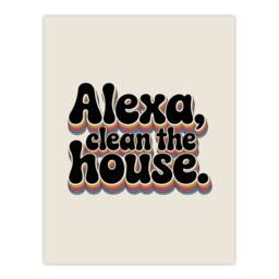 "Artery8 Assistant Clean The House Funky Retro Typography Wall Art Print in Beige - Size: W12"" x H16""" - thumbnail 1