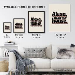 "Artery8 Assistant Clean The House Funky Retro Typography Wall Art Print in Beige - Size: W12"" x H16""" - thumbnail 3