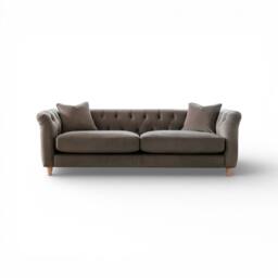 The Great Sofa Company Kensington 3-Seater Velvet Chesterfield Sofa in Grey - Size: 3 Seater - thumbnail 3