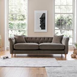 The Great Sofa Company Kensington 3-Seater Velvet Chesterfield Sofa in Grey - Size: 3 Seater - thumbnail 1