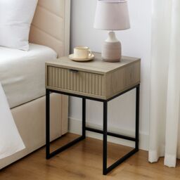 Melody Maison One Drawer Bedside Table - Hesley Nordic Wood Range in Natural - thumbnail 3