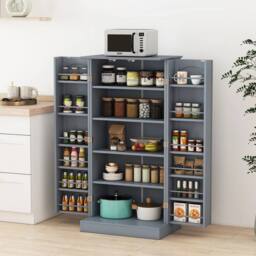 VOGREX Grey Freestanding Kitchen Sideboard Storage Cabinet - thumbnail 5