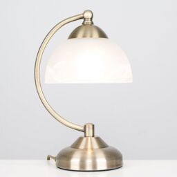 ValueLights Stamford Antique Brass Table Lamp in Metallic Gold