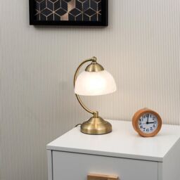 ValueLights Stamford Antique Brass Table Lamp in Metallic Gold - thumbnail 4