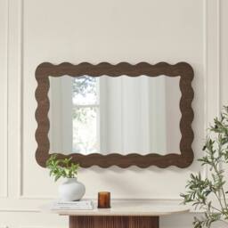FurnitureboxUK Wiggle Walnut Wood Long Rectangle 120x80cm Wall Mirror - Size: 120x80 cm - thumbnail 4