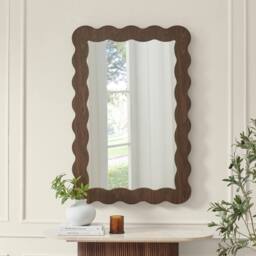 FurnitureboxUK Wiggle Walnut Wood Long Rectangle 120x80cm Wall Mirror - Size: 120x80 cm - thumbnail 2