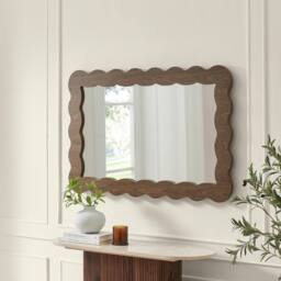 FurnitureboxUK Wiggle Walnut Wood Long Rectangle 120x80cm Wall Mirror - Size: 120x80 cm - thumbnail 3