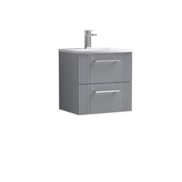 Balterley Wall Hung 2 Drawers Vanity Unit - Curved Basin 500mm, Satin Grey - thumbnail 1