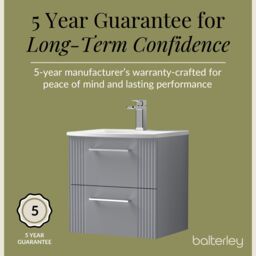 Balterley Wall Hung 2 Drawers Vanity Unit - Curved Basin 500mm, Satin Grey - thumbnail 6