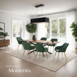 tectake Dining Chair Marilyn Set Of 6 - Dark Green/Gold in Dark Green - Size: 6 Pack - thumbnail 8