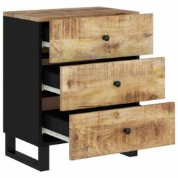 Berkfield Home Dense Bedside Cabinet 50x33x62 cm Solid Wood Mango&Engineered Wood in Brown - Size: 50 x 33 x 62 cm - thumbnail 4