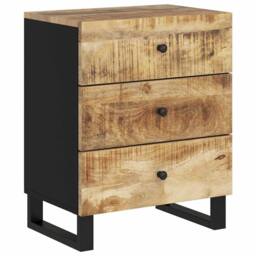 Berkfield Home Dense Bedside Cabinet 50x33x62 cm Solid Wood Mango&Engineered Wood in Brown - Size: 50 x 33 x 62 cm - thumbnail 9