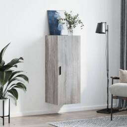 Berkfield Home Wall Mounted Cabinet Grey Sonoma 34.5x34x90 cm - thumbnail 3