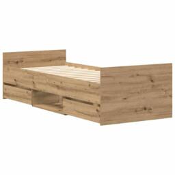 Berkfield Home Bed Frame without Mattress Artisan Oak 90x200cm Engineered Wood in Brown - Size: 90x200 cm - thumbnail 4