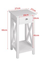 Living and Home One Drawer Wooden Slim Side Table Nightstanding Bed Sofa Side Storage Drawer with Shelf in White - thumbnail 6