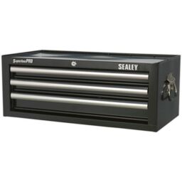 Loops 670 x 320 x 255mm BLACK 3 Drawer MID-BOX Tool Chest Lockable Storage Cabinet - thumbnail 3