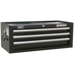 Loops 670 x 320 x 255mm BLACK 3 Drawer MID-BOX Tool Chest Lockable Storage Cabinet