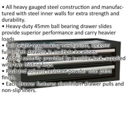 Loops 670 x 320 x 255mm BLACK 3 Drawer MID-BOX Tool Chest Lockable Storage Cabinet - thumbnail 2