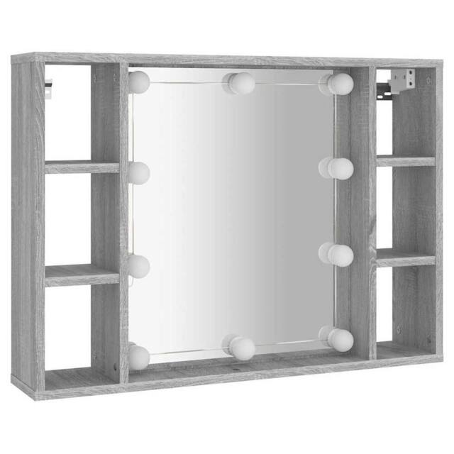 Berkfield Home Mirror Cabinet with LED Grey Sonoma 76x15x55 cm - Size: 76 x 15 x 55 cm - image 1