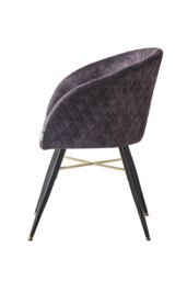 Life Interiors Set of 2 Vittorio Velvet Dining Chairs with Black Metal Legs, Quilted Design Modern Accent Chair - thumbnail 3