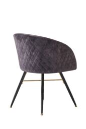 Life Interiors Set of 2 Vittorio Velvet Dining Chairs with Black Metal Legs, Quilted Design Modern Accent Chair - thumbnail 4