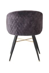 Life Interiors Set of 2 Vittorio Velvet Dining Chairs with Black Metal Legs, Quilted Design Modern Accent Chair - thumbnail 5