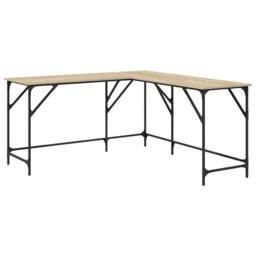 Berkfield Home Desk Sonoma Oak 149x149x75 cm Engineered Wood in Light Oak - Size: 149 x 149 x 75 cm - thumbnail 1