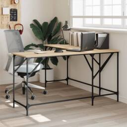 Berkfield Home Desk Sonoma Oak 149x149x75 cm Engineered Wood in Light Oak - Size: 149 x 149 x 75 cm - thumbnail 2