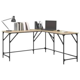 Berkfield Home Desk Sonoma Oak 149x149x75 cm Engineered Wood in Light Oak - Size: 149 x 149 x 75 cm - thumbnail 4
