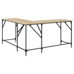 Berkfield Home Desk Sonoma Oak 149x149x75 cm Engineered Wood in Light Oak - Size: 149 x 149 x 75 cm - thumbnail 7