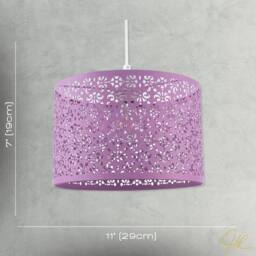 Happy Homewares Lavender Lilac Moroccan Metal Pendant Lamp Shade with Floral Decor - Size: 12 inches - thumbnail 7