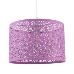 Happy Homewares Lavender Lilac Moroccan Metal Pendant Lamp Shade with Floral Decor - Size: 12 inches