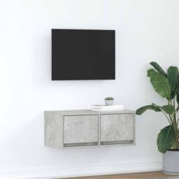 Berkfield Home TV Cabinet Concrete Grey 60x31x25.5 cm Engineered Wood - thumbnail 2